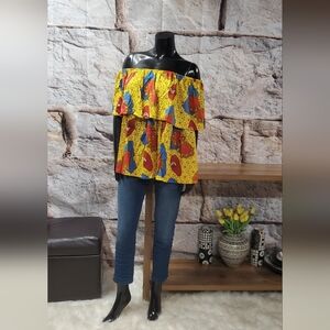 Vibrant Off-Shoulder Print Top